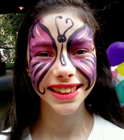 butterfly, face painting, party, fun, girls