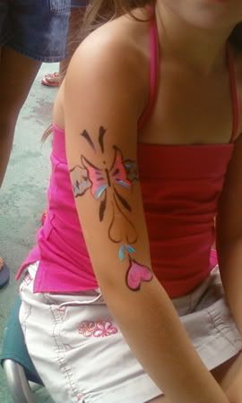 butterfly, face painting, arm band, beauty, child
