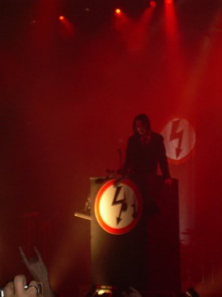 Manson at his podium