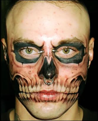 skull face tattoo. With Skull Tattoo On Face.