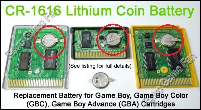Details about GameBoy Cartridge Replacement Battery with Tabs CR-1616