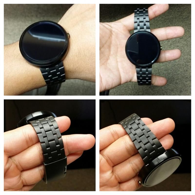 The Moto 360 with the Pebble Steel bracelet Android Central