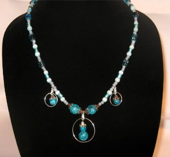 Turquoise Shattered Glass Neckles #1