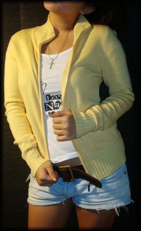 Cotten zip-up jacket in yellow