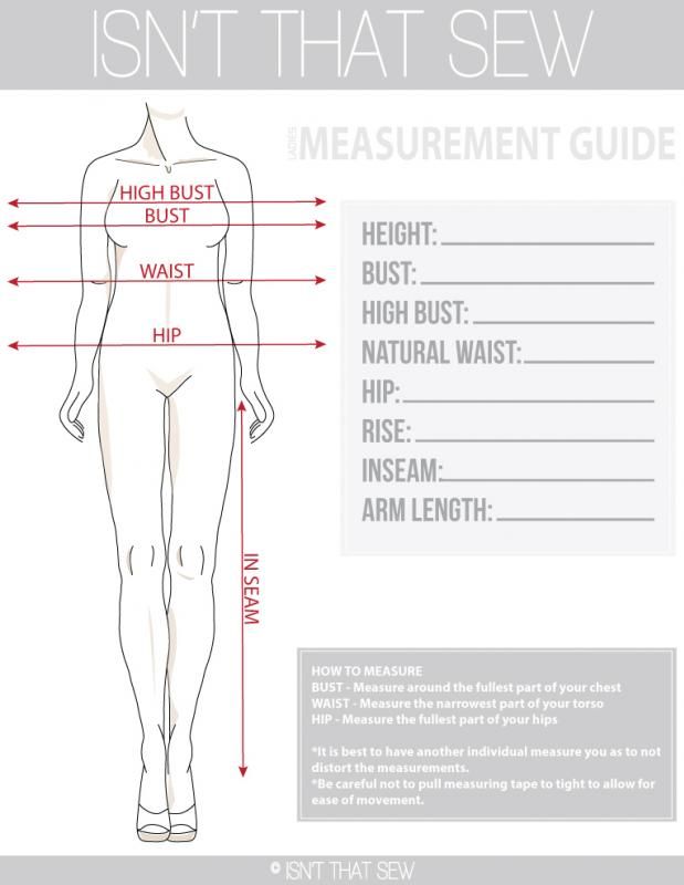 Sewing Measurement Chart