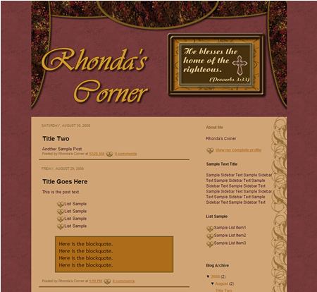 Rhonda's Corner Blog Design