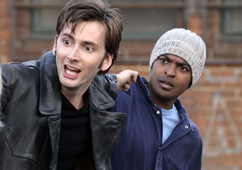 Mickey Smith with the Tenth Doctor shortly after his regeneration in The Christmas Invasion
