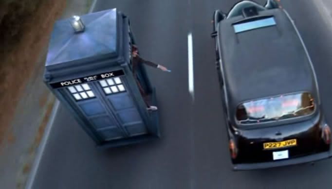 The Doctor rescues Donna from the taxi in The Runaway Bride