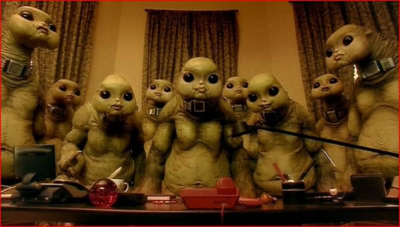 The Slitheen Family await the authorisation codes from the United Nations