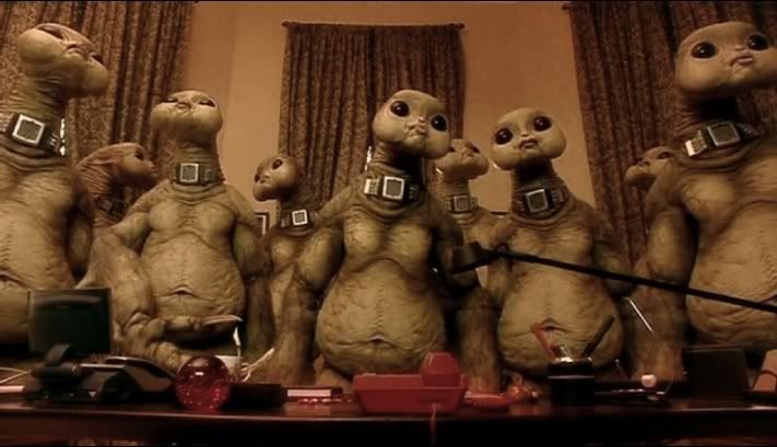 Members of the Slitheen family at Ten Downing Street