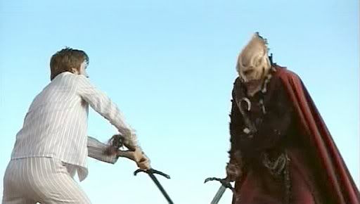 The Doctor and the Sycorax Leader do battle in The Christmas Invasion