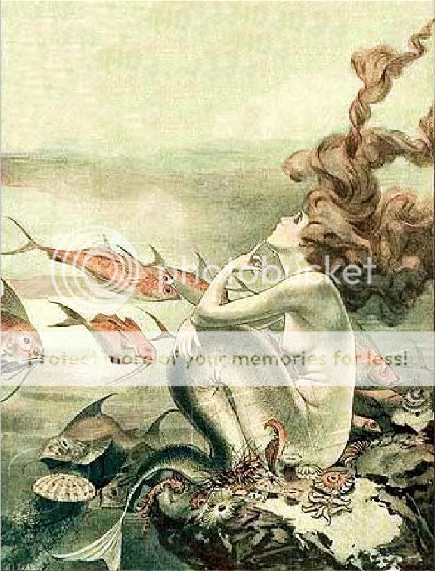 FRENCH FANTASY MERMAID HAIR VINTAGE DECO CANVAS ART  