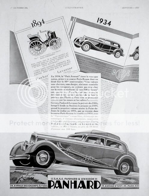 KOW 1934 PANHARD French Art Deco Ad Advert 40 YEARS  