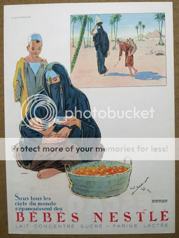 VINTAGE 1930 NESTLE MILK French Ad Advert EGYPT MUSLIM BURKA MUM BABY 