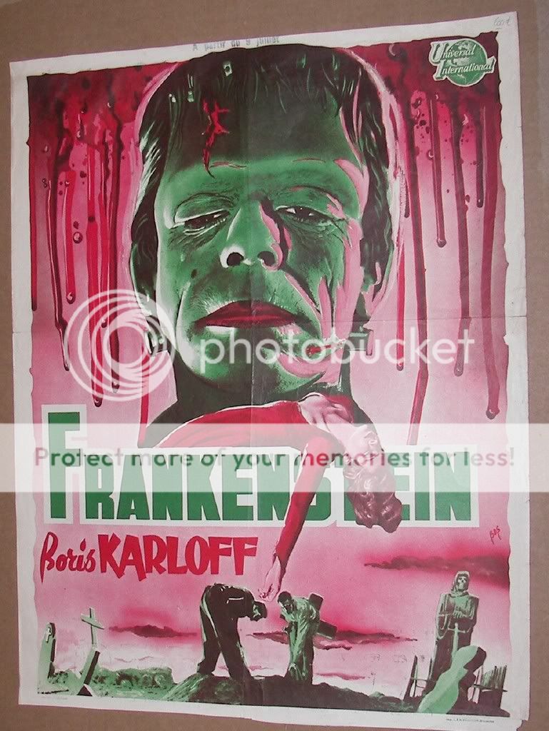 Frankenstein Boris Karloff 50s Belgian Poster Must See