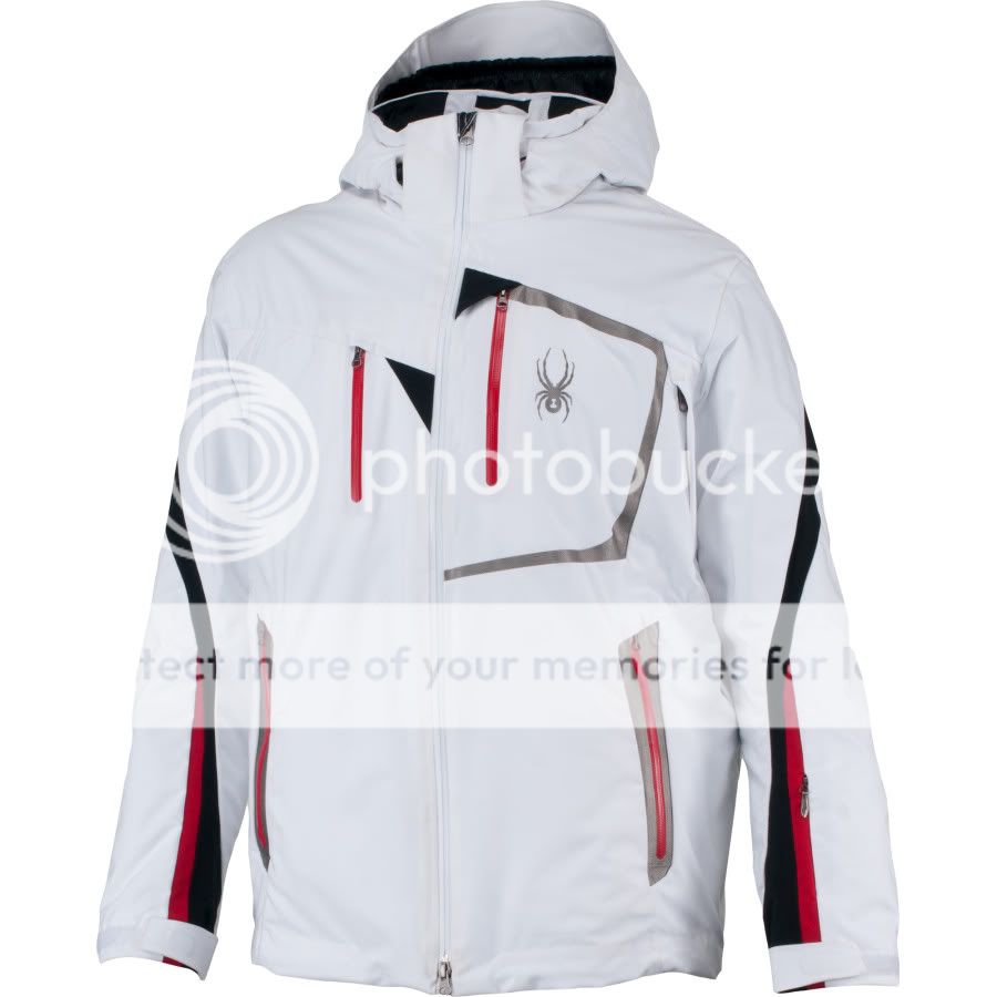 NEW SPYDER LEADER JACKET MENS WHITE RED SKI 2012 AUTHENTIC FAST SHIP L 