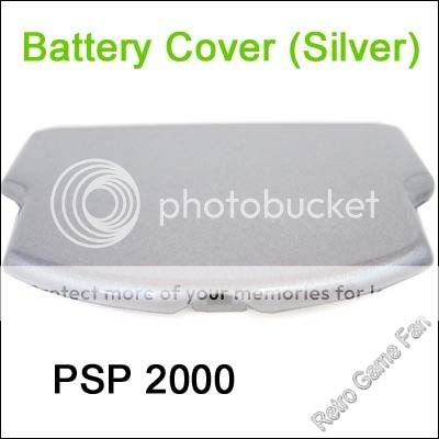 Silver Sony PSP 2000 Slim /Battery Door Cover/Case Replacement Repair 