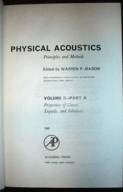 Physical Acoustics, Fluids Polymers Nonlinear Acoustics  