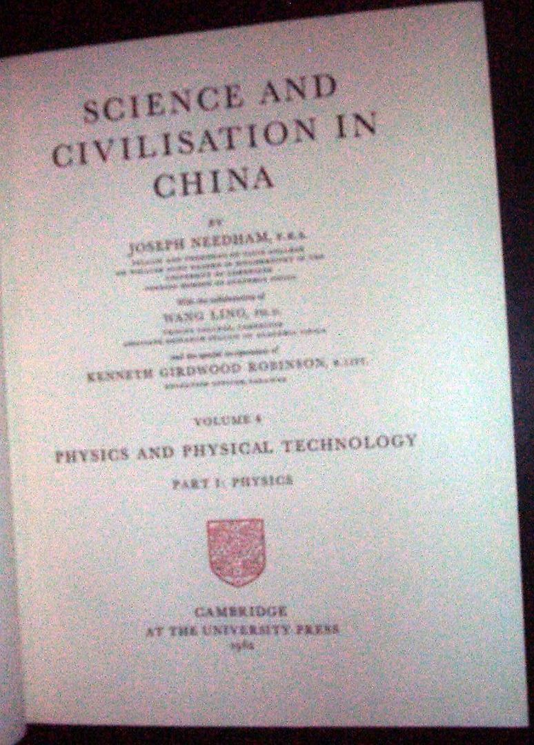 China Science, Needham 5V Math Physics Astronomy Engng  