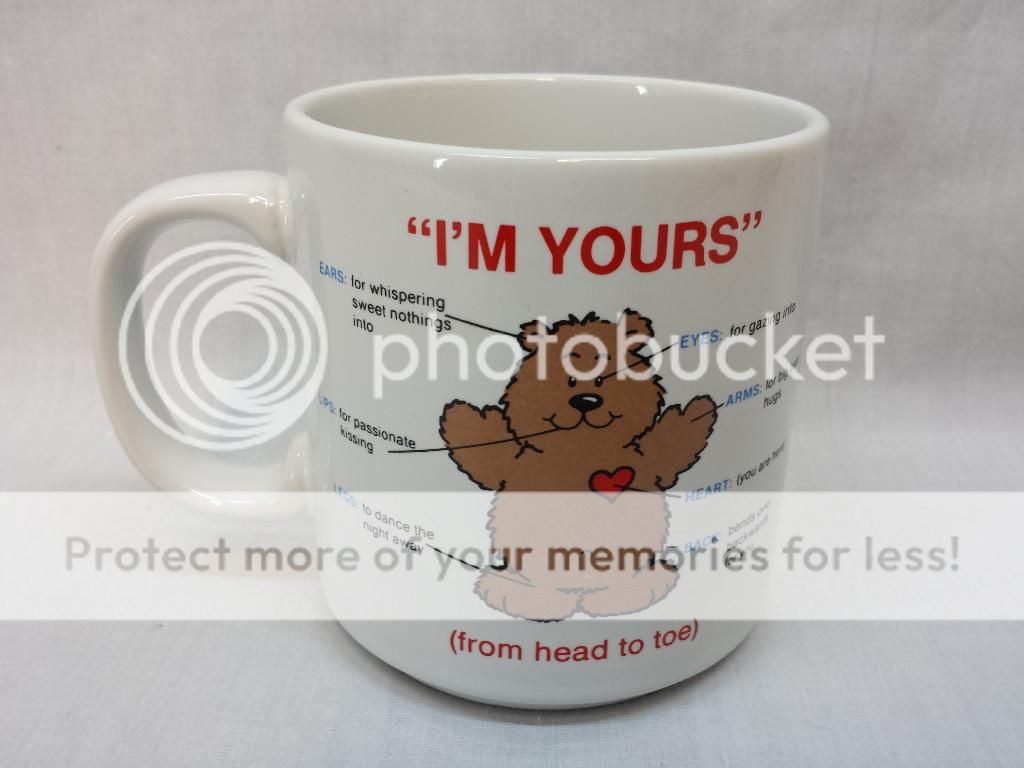 Russ "I'M Yours" Coffee Mug Valentine Cup Teddy Bear Design Front and Back