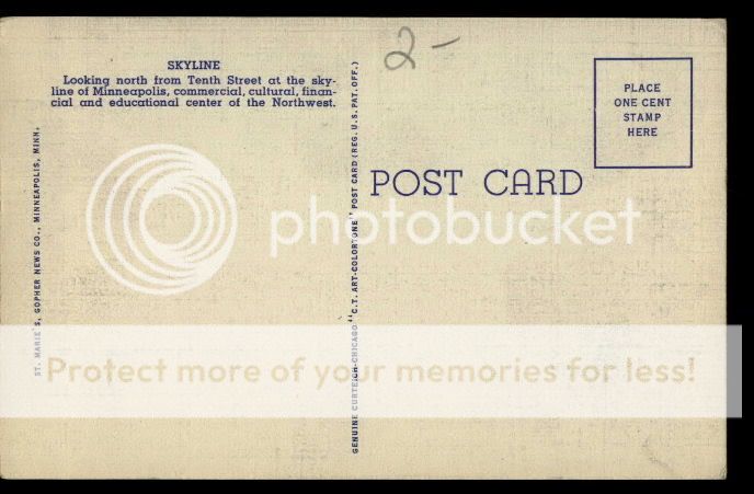 Linen Postcard Vintage Skyline Minneapolis/Minnesota/MN  