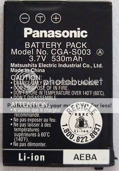 PANASONIC CGA S003 (A) Li ion Battery SV AV50, SV AS10  