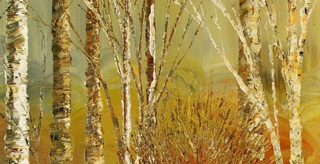 FALL autumn BIRCH huge ORIGINAL forest wall PAINTING art TATIANA aspen 