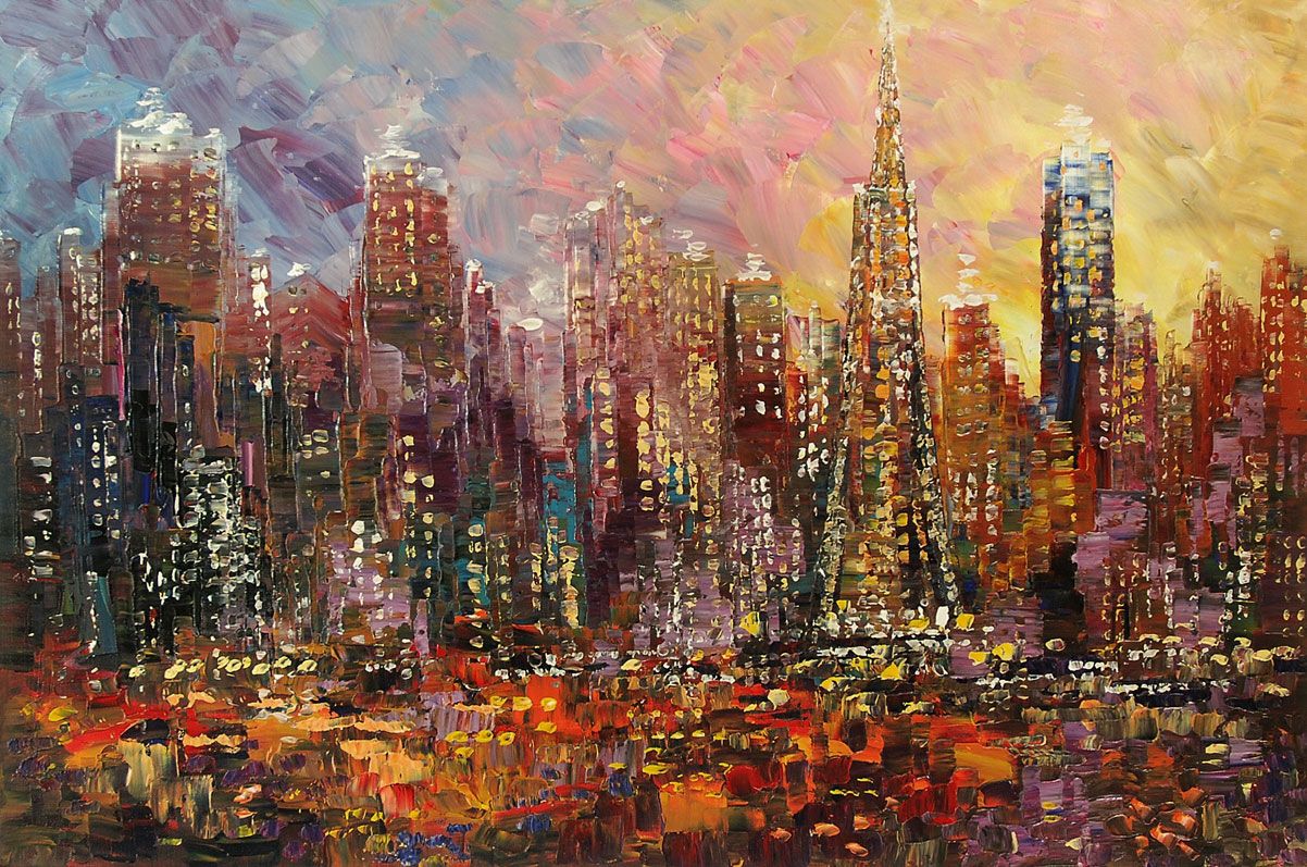San Francisco Giclee of Original City Skyline Painting Tatiana Signed 3 50